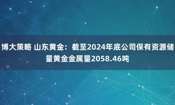 博大策略 山东黄金：截至2024年底公司保有资源储量黄金金属量2058.46吨