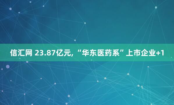 信汇网 23.87亿元, “华东医药系”上市企业+1